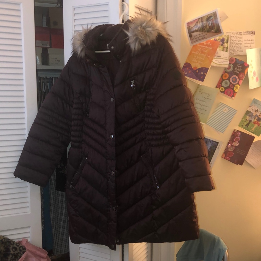 Chocolate brown down coat